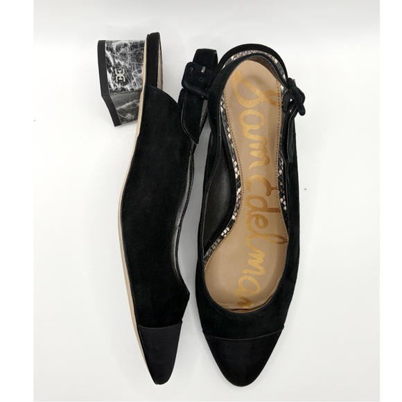 Sam Edelman Shoes - Sam Edelman Slingback Black Suede Marble Heels